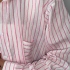 Oversized White Shirt with Pink Stripes and Metallic Thread