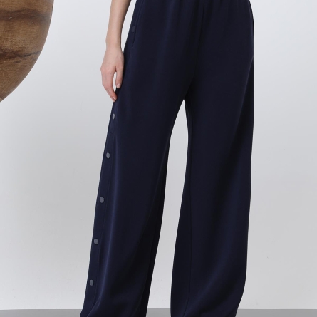 Navy pants with side snaps