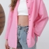 Cămașă roz oversized din bumbac cu nasturi