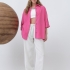 Fuchsia oversized cotton shirt with buttons