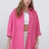 Fuchsia oversized cotton shirt with buttons