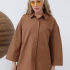Коричневая оверсайз рубашка из хлопка с пуговицами