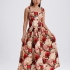 Платье миди с красным цветочным принтом и широкими бретелями