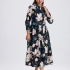 Платье миди с кремовым цветочным принтом и поясом на талии