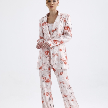 Костюм из 3 предметов с бело-оранжевым принтом