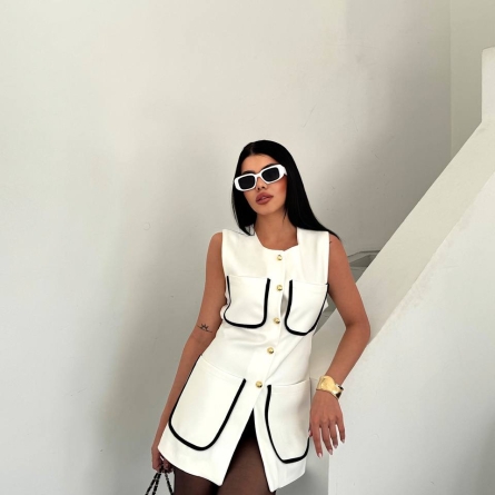 White Vest with Pockets and Buttons