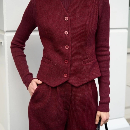 Burgundy Set &ndash; Palazzo Pants and Buttoned Vest