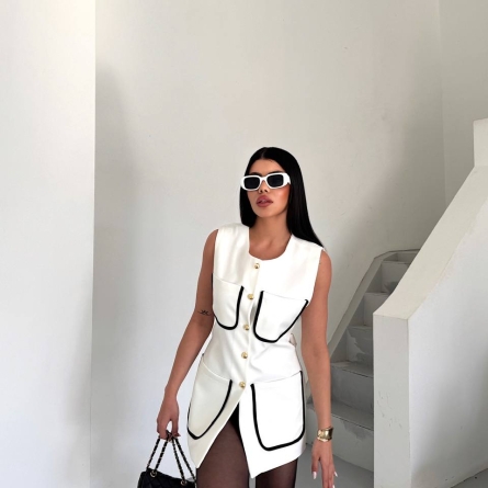 White Vest with Pockets and Buttons