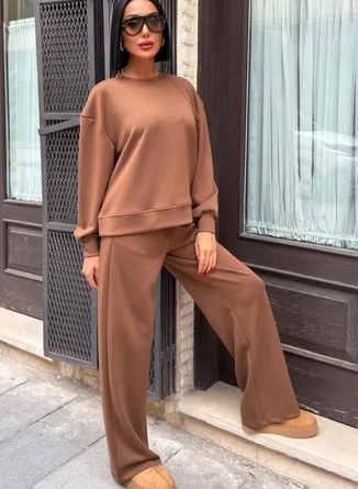 Brown Two-Piece Suit with Open Back