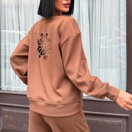 Brown Two-Piece Suit with Open Back