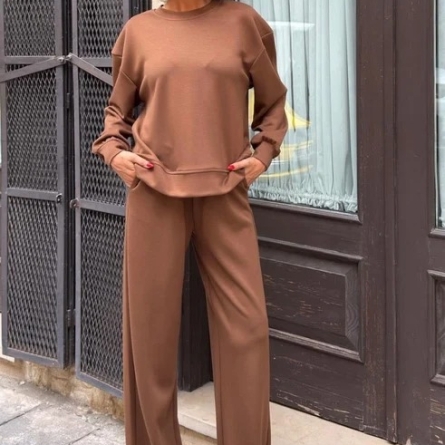 Brown Two-Piece Suit with Open Back