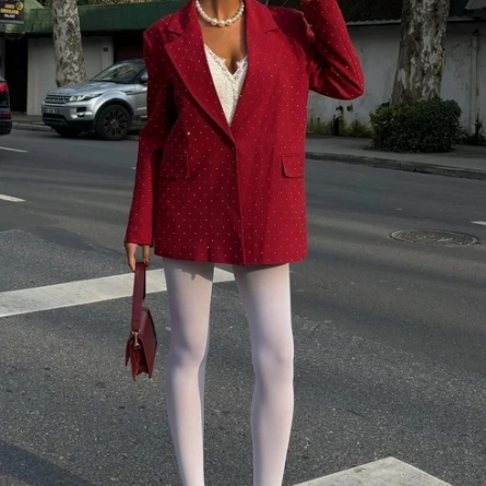 Sacou Blazer Roșu cu Buline