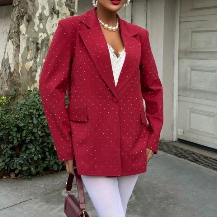 Sacou Blazer Roșu cu Buline