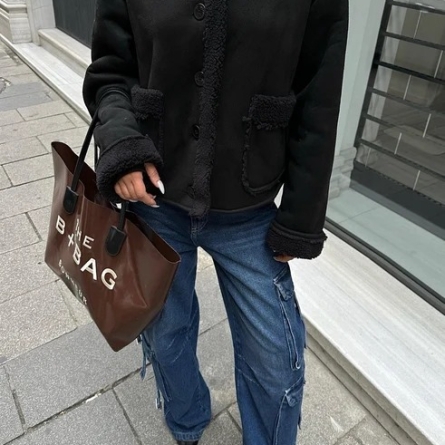 Черная Укороченная Замшевая Куртка