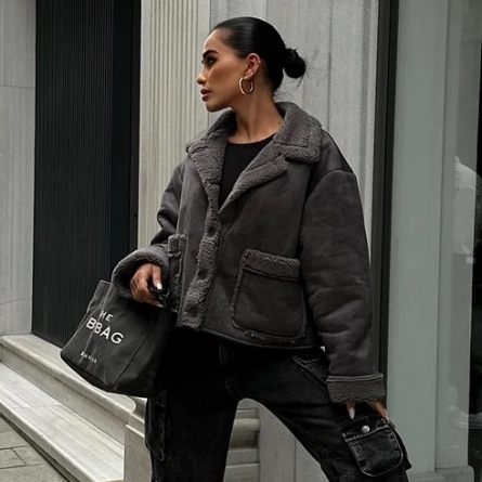 Geacă Suede Antracit Căptușită