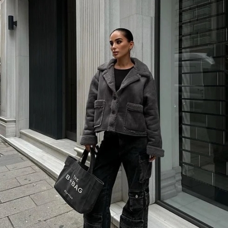 Geacă Suede Antracit Căptușită