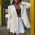 Белий пиджак из льна и хлопка