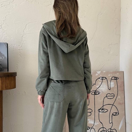 Костюм-Двойка Цвета Хаки Велюровый (Бархатный)