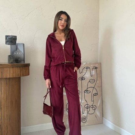 Костюм-Двойка Бордовый Велюровый (Бархатный)