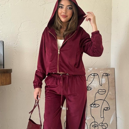 Костюм-Двойка Бордовый Велюровый (Бархатный)