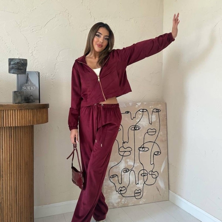 Костюм-Двойка Бордовый Велюровый (Бархатный)