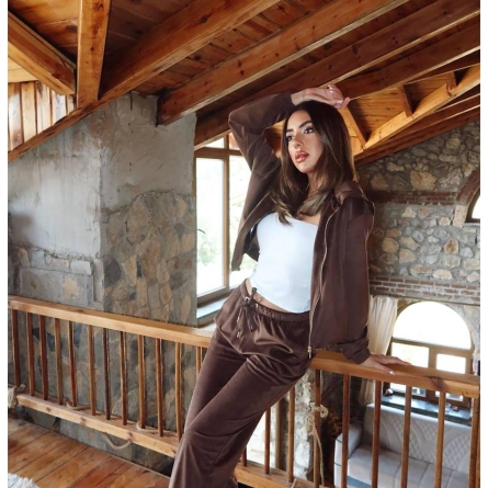 Костюм-Двойка Коричневый Велюровый (Бархатный)