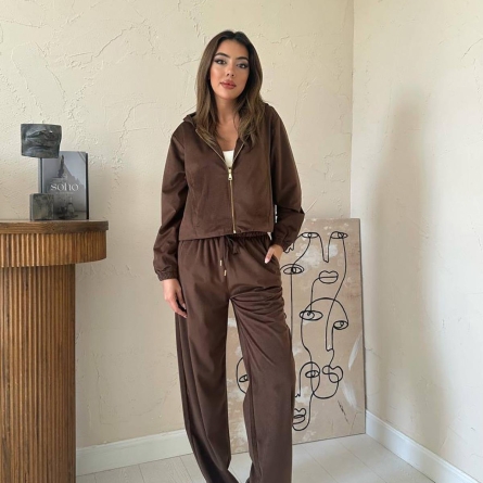 Костюм-Двойка Коричневый Велюровый (Бархатный)