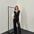 Costum Casual Negru cu Vestă și Pantaloni