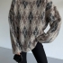 Gray Diamond Pattern Knitwear Sweater