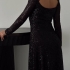 Black Sequin Dress with Open Back and Fitted Waist
