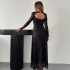 Black Sequin Dress with Open Back and Fitted Waist