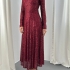 Бордовое Длинное Платье с Пайетками и Открытой Спиной
