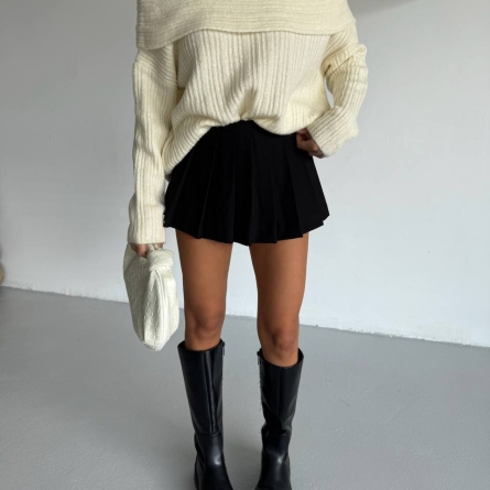 Желтый Свитер с Открытыми Плечами