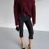 Burgundy Off-Shoulder Ribbed Sweater