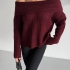 Burgundy Off-Shoulder Ribbed Sweater