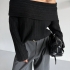 Black Off-Shoulder Ribbed Sweater