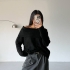 Black Off-Shoulder Ribbed Sweater