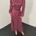 Red Polka Dot Midi Dress with Puff Sleeves