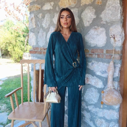 Элегантный Зелёный Плиссированный Комплект