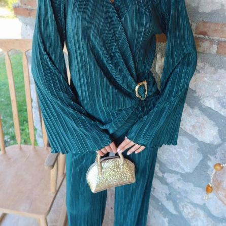 Элегантный Зелёный Плиссированный Комплект