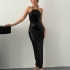 Black Sequin Fitted Maxi Dress
