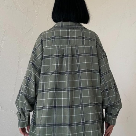 Оверсайз рубашка в клетку хаки