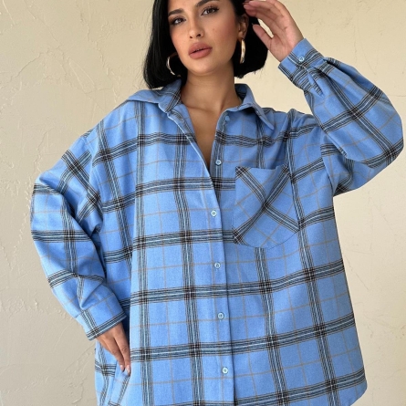 Oversized Blue Plaid Shirt