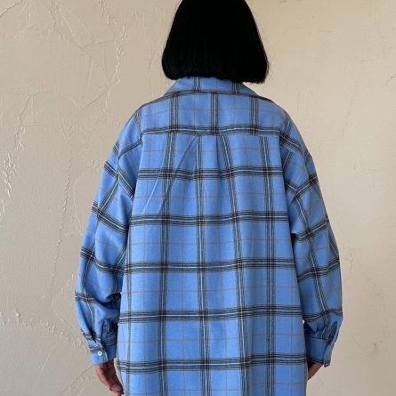 Oversized Blue Plaid Shirt