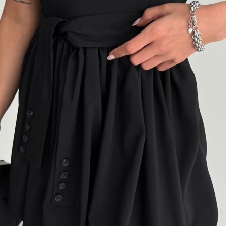 Rochie Mini Neagra cu Fustă Tip Balon