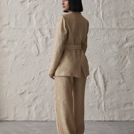 Set Auriu cu Pantaloni și Sacou cu Cordon