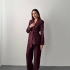 Set Burgundy cu Pantaloni și Sacou cu Cordon