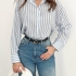 Blue Relaxed Fit Vertical Stripe Shirt