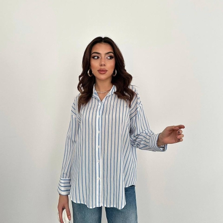 Blue Relaxed Fit Vertical Stripe Shirt