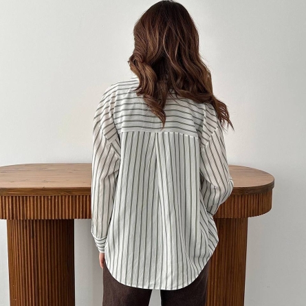 Cămașă lejeră cu dungi verticale khaki